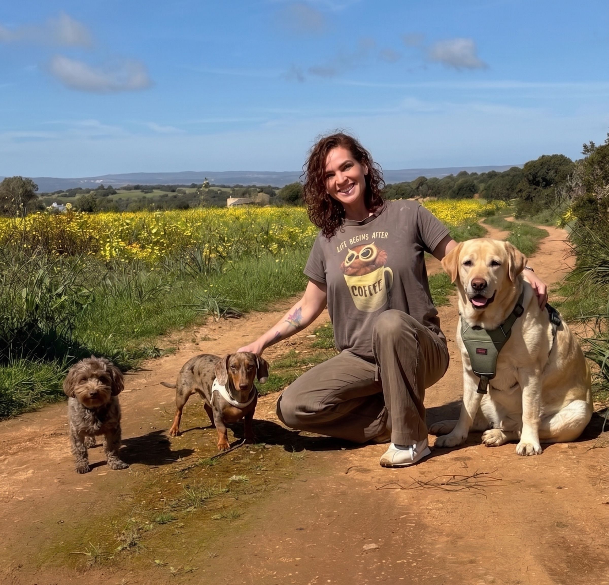 Familie mit ihrem Hund im ruhigen Alltag auf Mallorca.